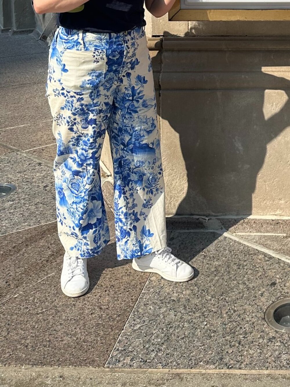 Maeve Colette Linen Blend High-Rise Wide-Leg Cropped Pants Blue Floral Flowers - Picture 10 of 10